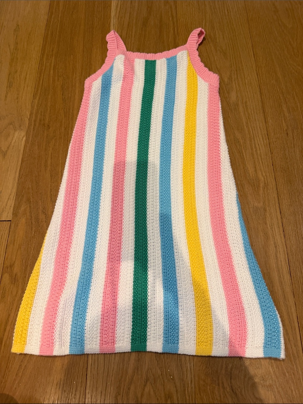 Old Navy Multicolor Striped Knit Tank Dress - Pink, White, Blue, Yellow, Green